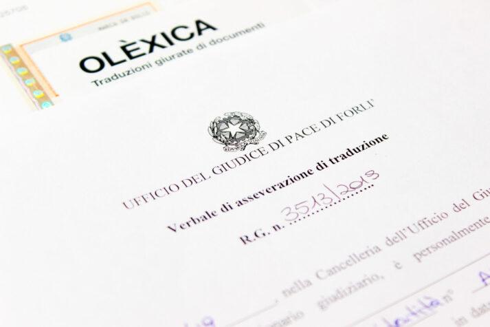 Traduzione asseverata di un documento